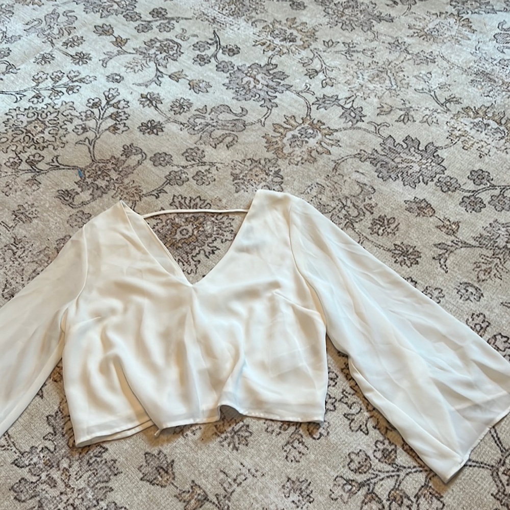 Forever 21 White Bell Sleeve Crop